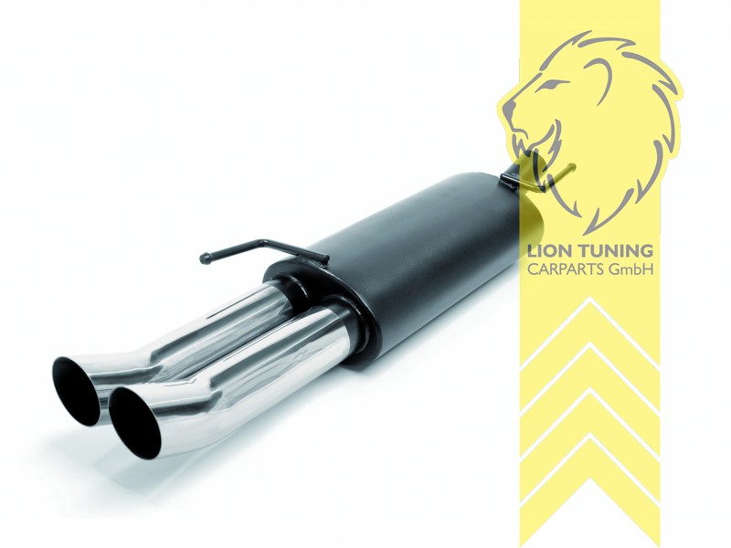 2 x 76 mm DTM Optik, Endrohr doppel, 76mm, Rund, * nur passend mit S-Rohr, Edelstahl, 1.8 66 KW / 1.9D* 47 KW / 2.0 85 KW, 1.4* 44 KW / 1.6* 55 KW / 1.6 GT 74 KW / 1.8* 55KW, Eintragungsfrei / mit ABE
