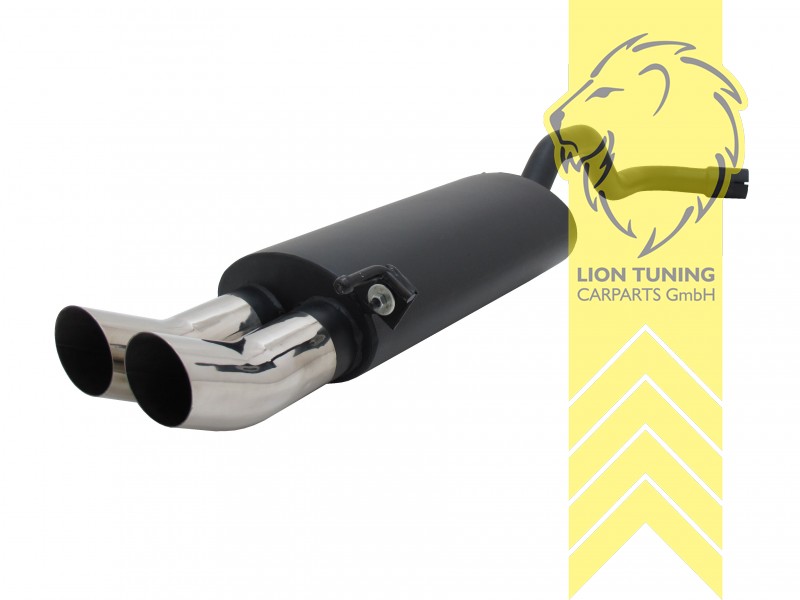 2 x 76 mm DTM Optik, Endrohr doppel, 76mm, Rund, Edelstahl, 1.0 / 1.3 / 1.4 / 1.4 16V / 1.6 55KW / 1.6GTI 88KW / 1.7SDI /1.9D, Eintragungsfrei / mit ABE