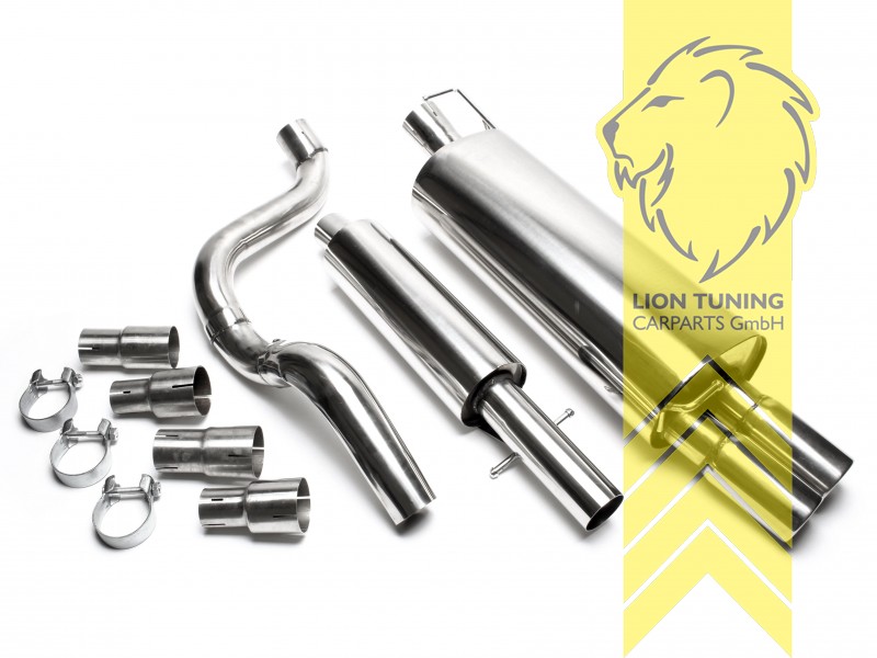 2 x 76mm rund / gebördelt, Endrohr doppel, 76mm, Rund, nicht passend für Quattro, Edelstahl, (55 - 132KW), Eintragungsfrei / mit ABE