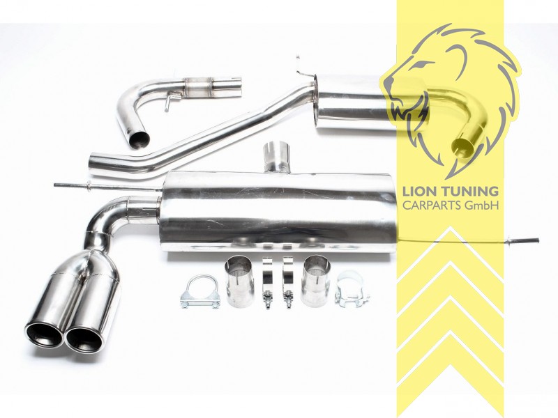 2 x 76mm rund / gebördelt, Endrohre unterhalb der Stoßstange, Endrohr doppel, 76mm, Rund, nicht passend für Sportback, Quattro, Edelstahl, (75 - 125KW), Eintragungsfrei / mit ABE