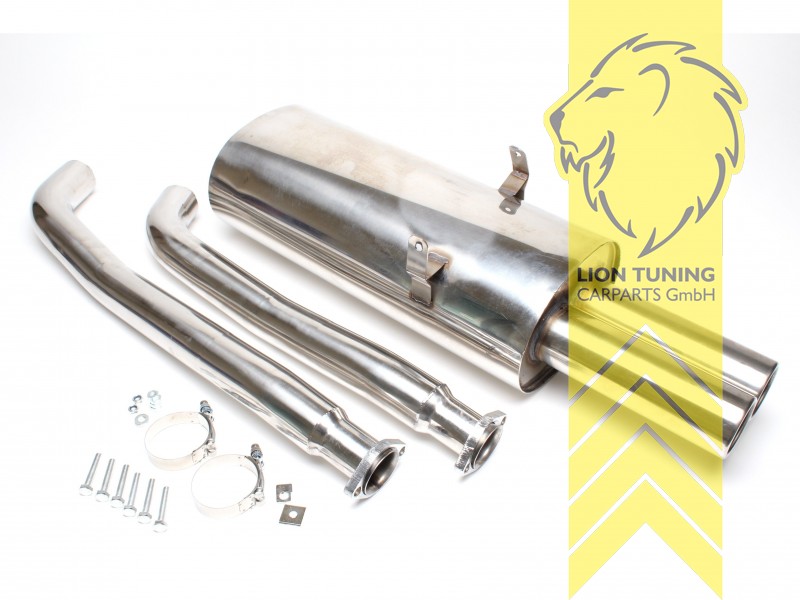 2 x 76mm rund / gebördelt, Endrohr doppel, 76mm, Rund, nur passend für 325i / 328i, Edelstahl, Eintragungsfrei / mit ABE