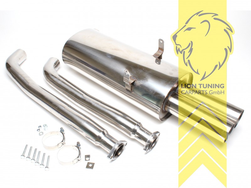 2 x 76mm scharf, Endrohr doppel, 76mm, Rund, Edelstahl, nur passend für 325i / 328i, Eintragungsfrei / mit ABE