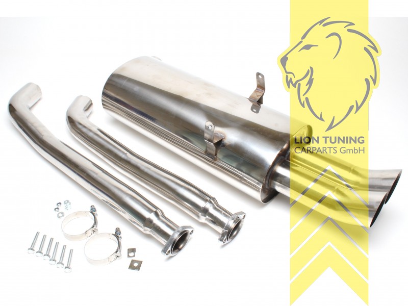 2 x 76mm DTM Optik, Endrohr doppel, 76mm, Rund, Edelstahl, nur passend für 325i / 328i, Eintragungsfrei / mit ABE