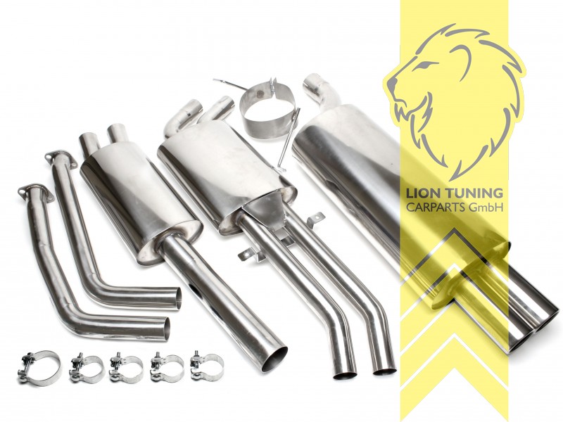 2 x 76mm rund / gebördelt, Endrohr doppel, 76mm, Rund, nicht passend für M3, Compact, Diesel, Allrad, Nur passend für Motorcode M52, Edelstahl, nur passend für 6 Zylinder 320 110KW / 323i 125KW / 328i 142KW, Eintragungsfrei / mit ABE