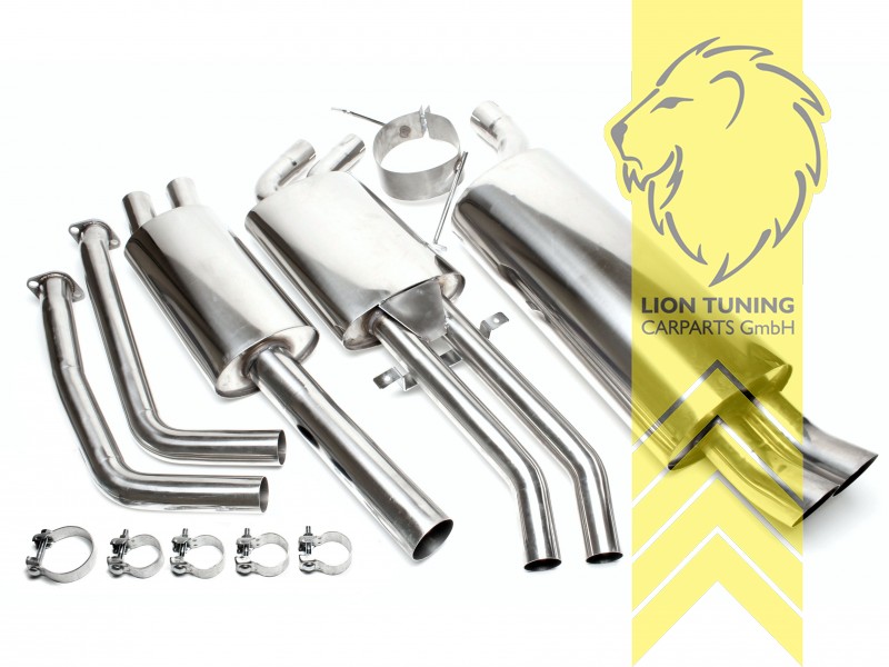 2 x 76mm DTM Optik, Endrohr doppel, 76mm, Rund, nicht passend für M3, Compact, Diesel, Allrad, Edelstahl, nur passend für 6 Zylinder 320 110KW / 323i 125KW / 328i 142KW, Eintragungsfrei / mit ABE