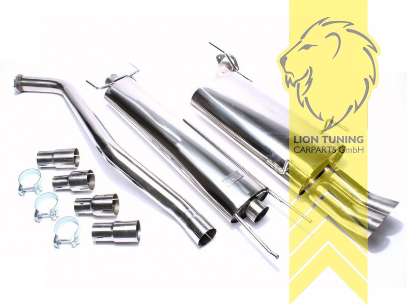 2 x 76mm DTM Optik, Endrohr doppel, 76mm, Rund, Caravan nur bis Baujahr 1999, Edelstahl, 1.6i / 1.8i / 2.0i / 1.7Di / 2.0Di / 2.0DTi, Eintragungsfrei / mit ABE