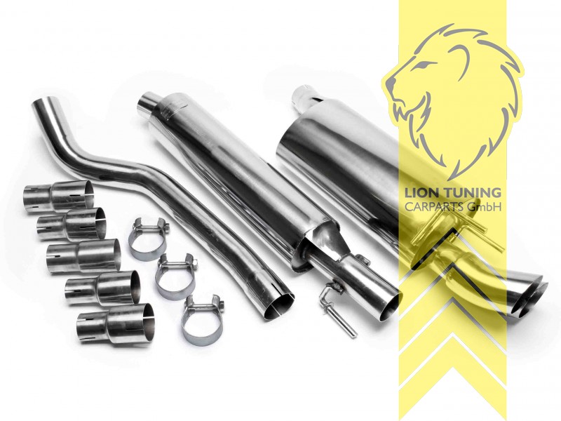 2 x 76mm DTM Optik, Endrohr doppel, 76mm, Rund, Edelstahl, (alle Motorisierungen), Eintragungsfrei / mit ABE