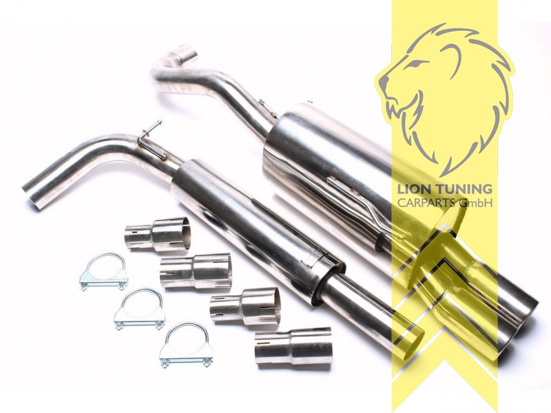 2 x 76mm rund / gebördelt, Endrohr doppel, 76mm, Rund, Edelstahl, (alle Motorisierungen), Eintragungsfrei / mit ABE