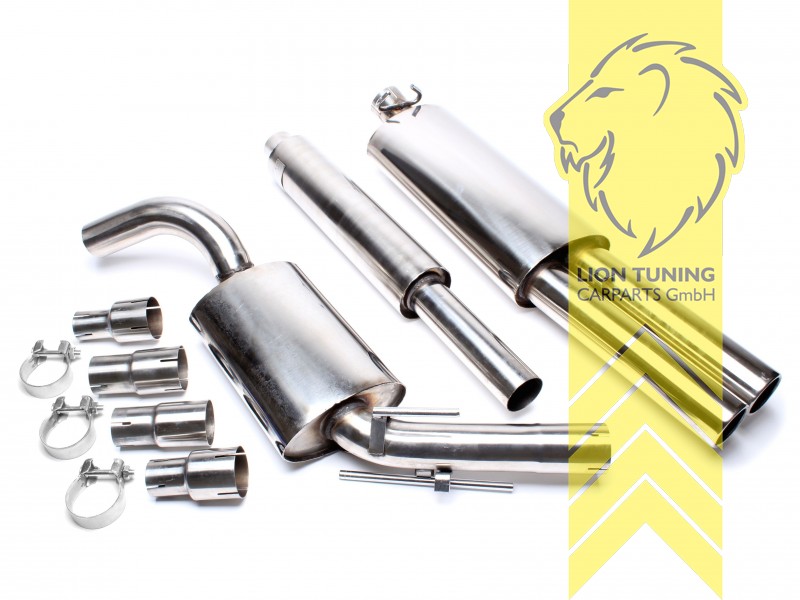 2 x 76mm rund / gebördelt, Endrohr doppel, 76mm, Rund, nicht passend für Syncro, Edelstahl, (40 - 118KW), Eintragungsfrei / mit ABE