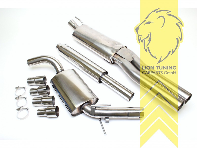 2 x 76mm rund / gebördelt, Endrohr doppel, 76mm, Rund, nicht passend für Syncro, Edelstahl, (40 - 110KW), Eintragungsfrei / mit ABE