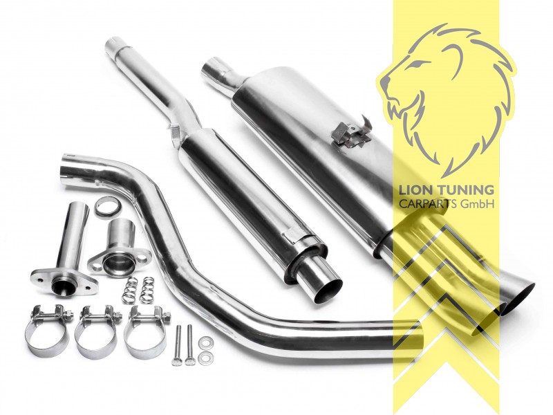 2 x 76mm DTM Optik, Endrohr doppel, 76mm, Rund, Edelstahl, (29 - 85KW), Eintragungsfrei / mit ABE