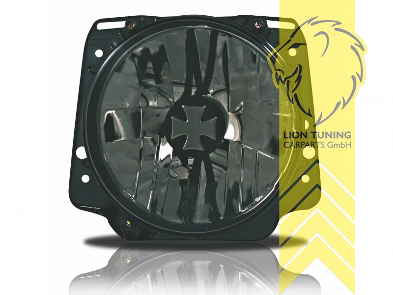 Halogen, schwarz, Nur zulässig in Kombination mit Frontblinkern mit Standlichtfunktion, Abblendlicht und Fernlicht H4, manuell verstellbar, Eintragungsfrei / mit E-Prüfzeichen