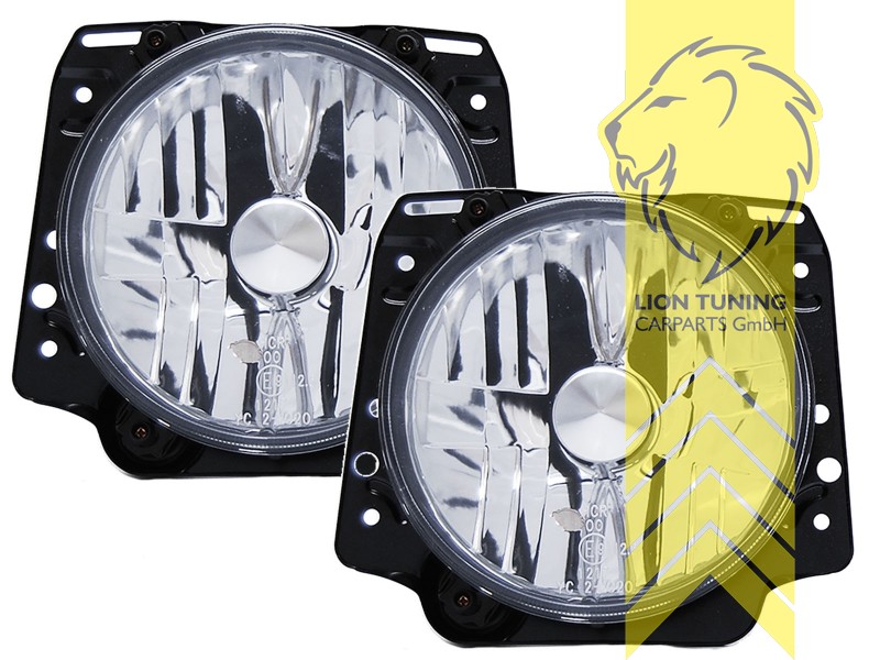 Halogen, chrom, Nur zulässig in Kombination mit Frontblinkern mit Standlichtfunktion, Abblendlicht und Fernlicht H4, manuell verstellbar, Eintragungsfrei / mit E-Prüfzeichen