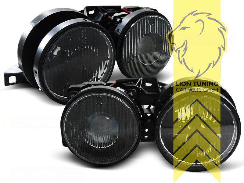 Halogen, schwarz, Abblendlicht H1 / Fernlicht H1, elektrisch verstellbar - Stellmotor wird vom Original übernommen, Eintragungsfrei / mit E-Prüfzeichen