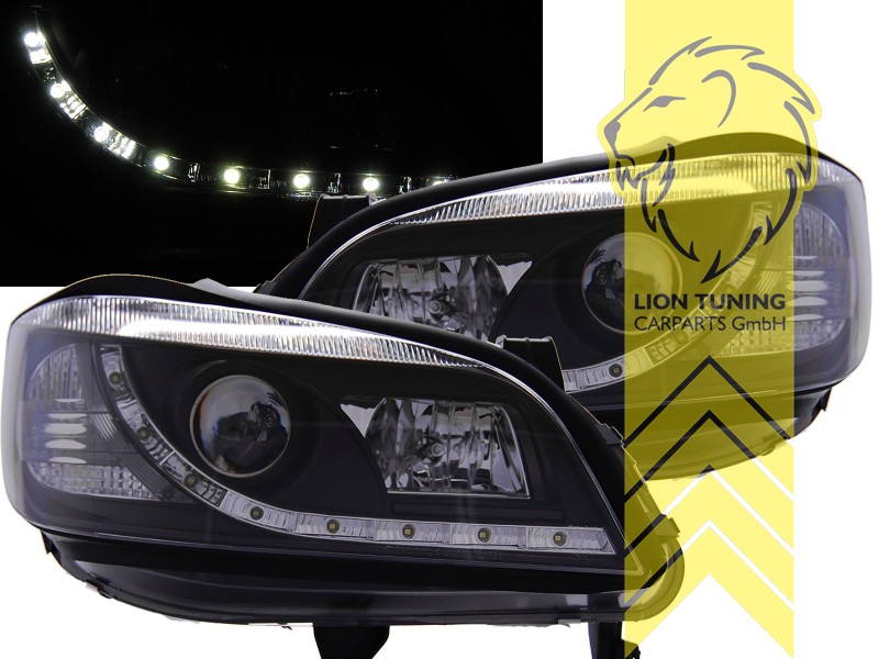 LED Tagfahrlicht Optik Scheinwerfer für Opel Zafira A schwarz 