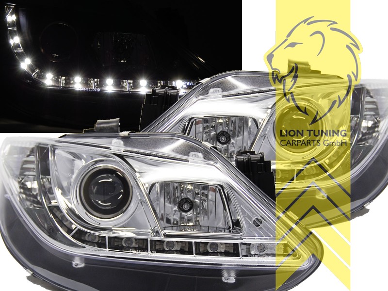 Halogen, chrom, Abblendlicht H1 / Fernlicht H1, Blinkerbirnen BAU15S, elektrisch verstellbar - Stellmotor wird vom Original übernommen, Eintragungsfrei / mit E-Prüfzeichen