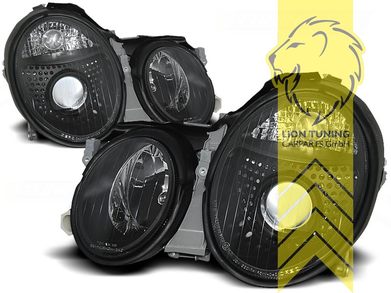 Halogen, schwarz, Abblendlicht H7 / Fernlicht H7, Blinkerbirnen BAU15S, pneumatische Verstellung - wie Original, Eintragungsfrei / mit E-Prüfzeichen