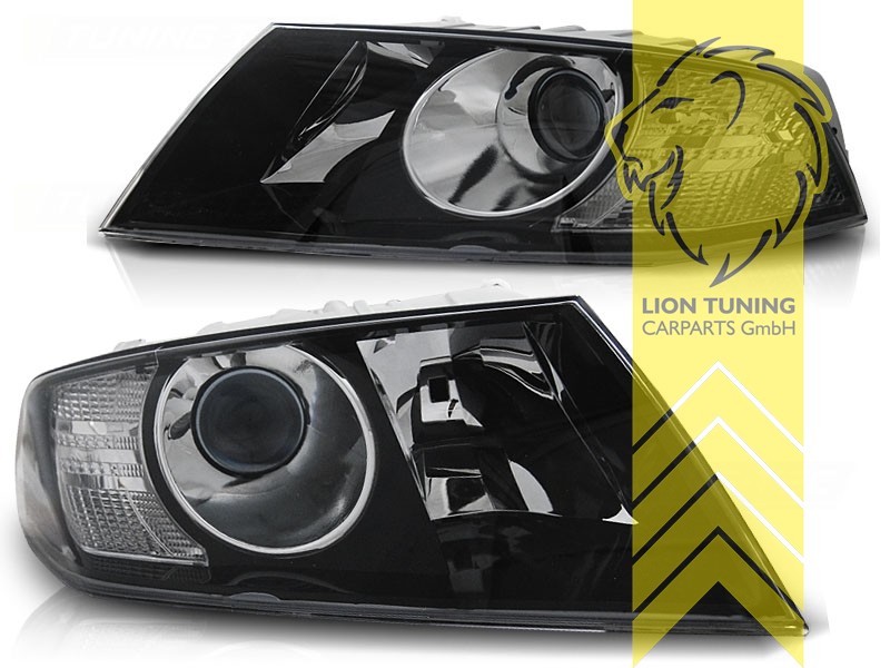 Halogen, schwarz, Abblendlicht H7 / Fernlicht H1, Blinkerbirnen BAU15S, elektrisch verstellbar - Stellmotor wird vom Original übernommen, Eintragungsfrei / mit E-Prüfzeichen