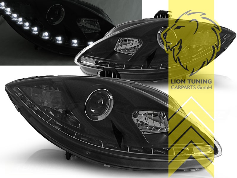 Halogen, schwarz, Abblendlicht H1 / Fernlicht H1, Blinkerbirnen BAU15S, elektrisch verstellbar - Stellmotor wird vom Original übernommen, Eintragungsfrei / mit E-Prüfzeichen, Eintragungsfrei / mit R87 Zulassung als Tagfahrlicht