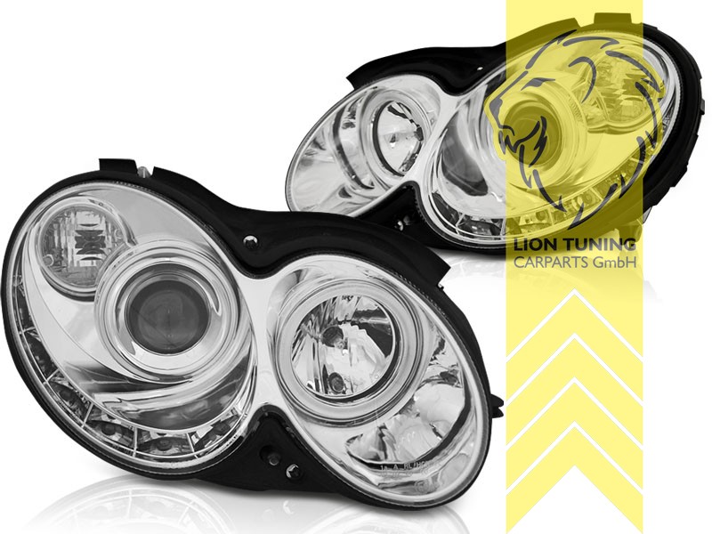 Liontuning - Tuningartikel für Ihr Auto  Lion Tuning Carparts GmbH TFL  Optik Scheinwerfer Mercedes Benz CLK C209 Coupe A209 Cabrio chrom