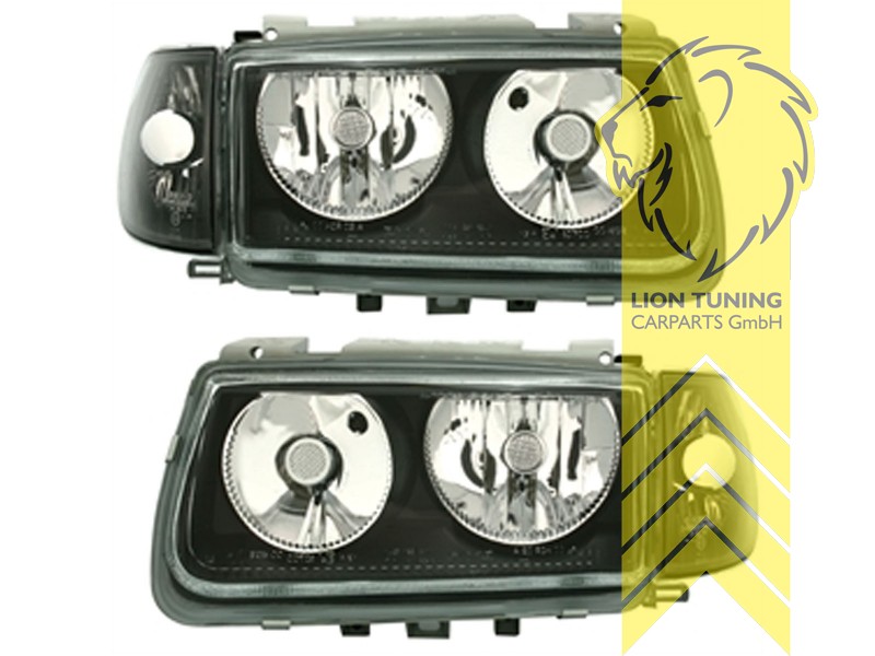 Halogen, schwarz, Abblendlicht H7 / Fernlicht H7, Blinkerbirnen BAU15S, manuell verstellbar, Eintragungsfrei / mit E-Prüfzeichen