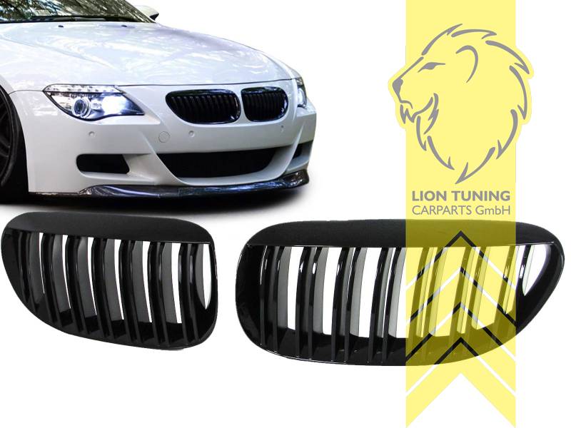 Liontuning - Tuningartikel für Ihr Auto  Lion Tuning Carparts GmbH  Sportgrill Kühlergrill BMW 6er Coupe Cabrio E63 E64 schwarz glänzend