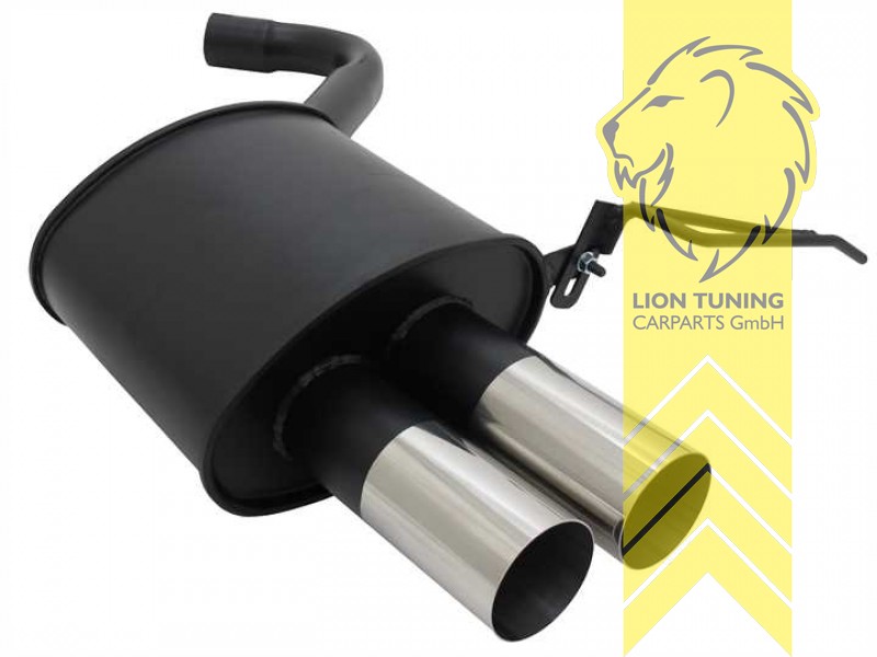 2 x 76mm RL-Design, Endrohr doppel, 76mm, Rund, Metall / Stahl, 316i 90KW (N43) / 318i 100+105KW (N43) / 320i 125KW (N43), Eintragungsfrei / mit ABE