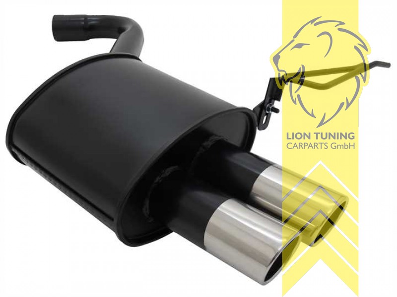 2 x 76mm SR-Design, Endrohr doppel, 76mm, Rund, Metall / Stahl, 316i 90KW (N43) / 318i 100+105KW (N43) / 320i 125KW (N43), Eintragungsfrei / mit ABE