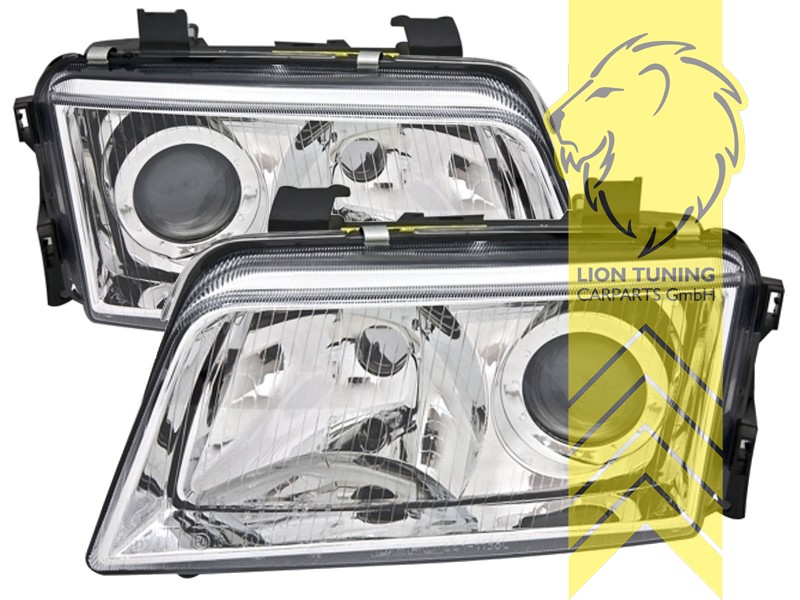 Halogen, chrom, Abblendlicht H7 / Fernlicht H7, Blinkerbirnen BAU15S, elektrisch verstellbar - Stellmotor wird vom Original übernommen, Eintragungsfrei / mit E-Prüfzeichen