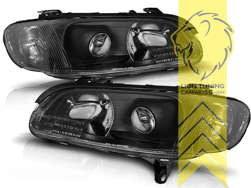 Halogen, schwarz, Abblendlicht H7 / Fernlicht H1, Blinkerbirnen BAU15S, elektrisch verstellbar - Stellmotor wird vom Original übernommen, Eintragungsfrei / mit E-Prüfzeichen