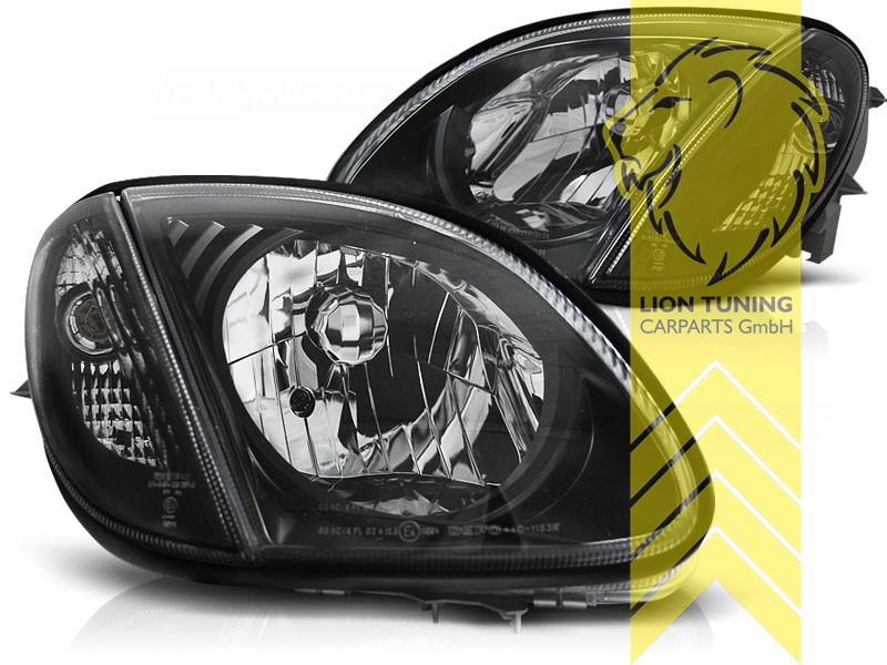 Halogen, schwarz, Abblendlicht und Fernlicht H4, Blinkerbirnen BAU15S, elektrisch verstellbar - Stellmotor wird vom Original übernommen, Eintragungsfrei / mit E-Prüfzeichen