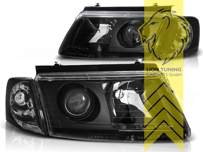 Halogen, schwarz, Abblendlicht H7 / Fernlicht H7, Blinkerbirnen BAU15S, elektrisch verstellbar - Stellmotor wird vom Original übernommen, Eintragungsfrei / mit E-Prüfzeichen