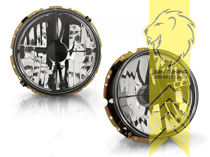 Halogen, chrom, Nur zulässig in Kombination mit Frontblinkern mit Standlichtfunktion, Abblendlicht und Fernlicht H4, manuell verstellbar, Eintragungsfrei / mit E-Prüfzeichen