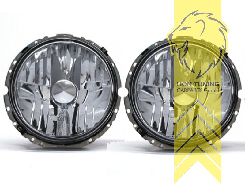 Halogen, chrom, Nur zulässig in Kombination mit Frontblinkern mit Standlichtfunktion, Abblendlicht und Fernlicht H4, manuell verstellbar, Eintragungsfrei / mit E-Prüfzeichen