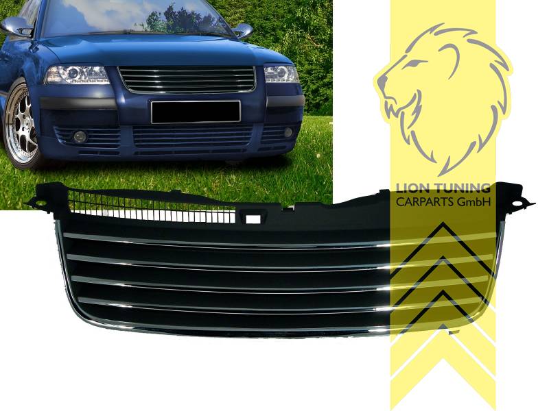 Liontuning - Tuningartikel für Ihr Auto  Lion Tuning Carparts GmbH  Sportgrill Kühlergrill VW Passat 3BG Limousine Variant schwarz chrom