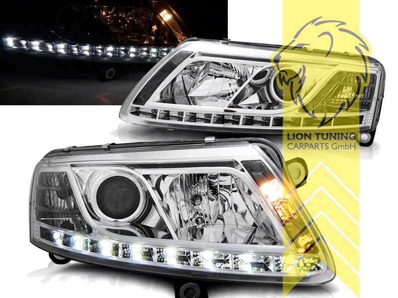 Halogen, chrom, Abblendlicht H1 / Fernlicht H1, Blinkerbirnen BAU15S, elektrisch verstellbar - Stellmotor wird vom Original übernommen, Eintragungsfrei / mit E-Prüfzeichen, Eintragungsfrei / mit R87 Zulassung als Tagfahrlicht