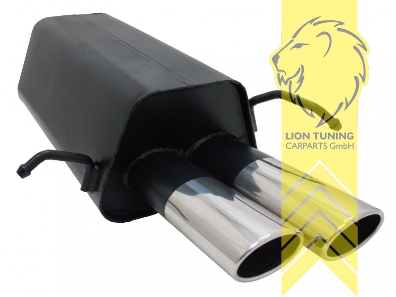 2 x 85/58mm, Endrohr doppel, 85/58mm, Rund, Stoßstangenausschnitt muß evtl. bearbeitet/vergrößert werden, Metall / Stahl, C280 (3.0l) / C320 / C220 CDI / C270 CDI, C200K / C200 CGI / C240 (2.6l), Eintragungsfrei / mit ABE