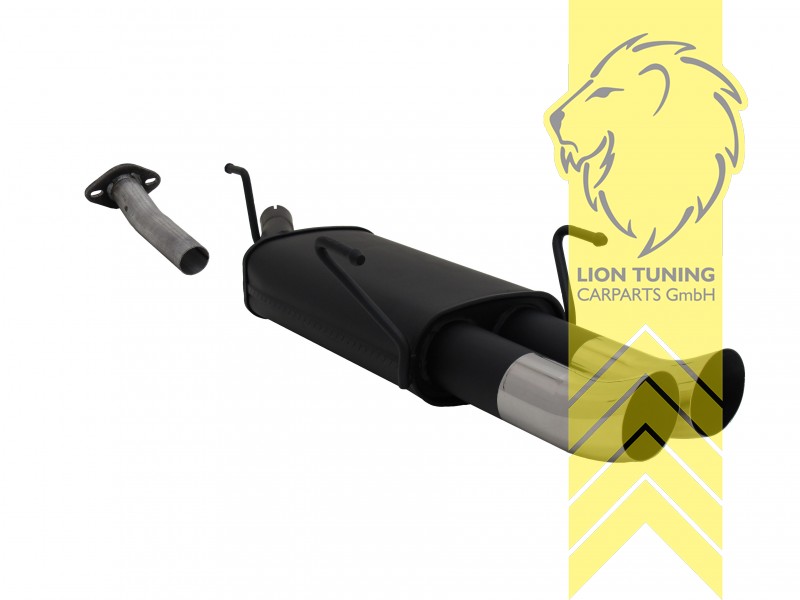 2 x 76mm DTM, Endrohr doppel, 76mm, Rund, nur passend für Fahrzeugen mit Flanschverbindung, nur für Fahrzeuge ohne Anhängerkupplung, Metall / Stahl, 1.2 / 1.4 / 1.6 / 1.8 / 2.0 16V / 1.7D / 2.0D 74KW, Eintragungsfrei / mit ABE
