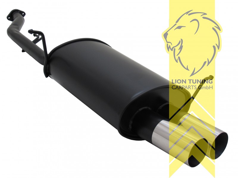 2 x 76mm RL-Design, Endrohr doppel, 76mm, Rund, bis Bj. 1999, Stoßstangenausschnitt muss vergrößert werden, Metall / Stahl, 316i 75KW, Eintragungsfrei / mit ABE