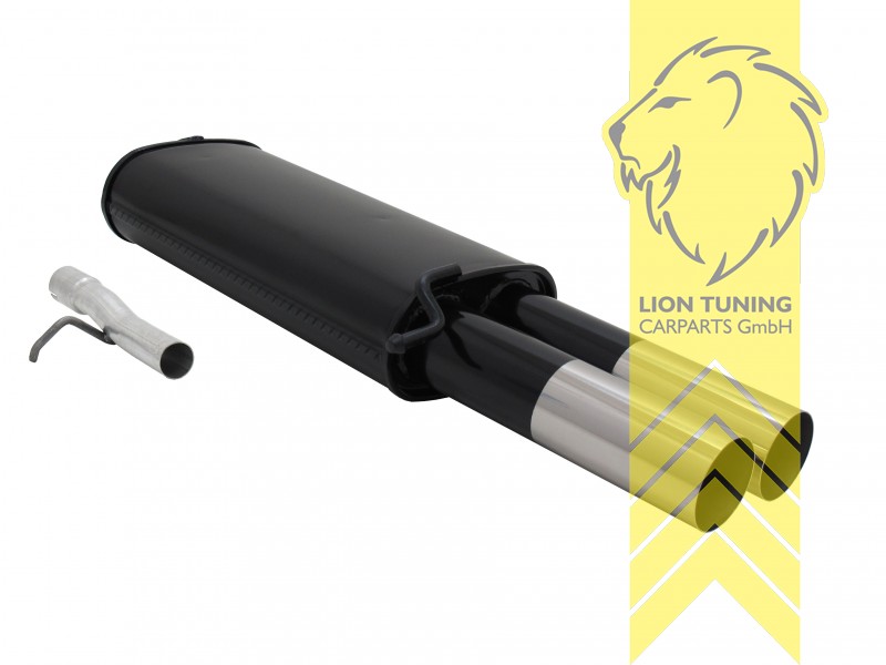 2 x 76mm RL-Design, Endrohr doppel, 76mm, Rund, Metall / Stahl, 1.6 / 1.8 / 1.8T / 1.9 TDI / 2.0, Eintragungsfrei / mit ABE