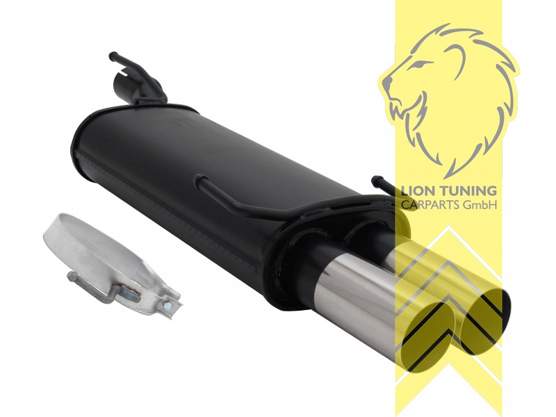 2 x 76mm RL-Design, Endrohr doppel, 76mm, Rund, auch für 16V, Metall / Stahl, 1.2 / 1.3 / 1.4 / 1.6 / 1.8 / 2.0, Eintragungsfrei / mit ABE