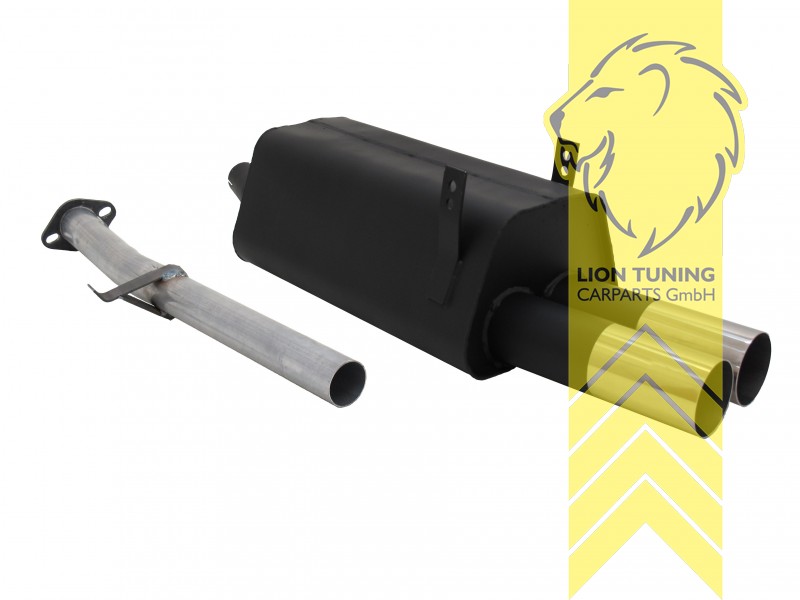 2 x 76mm RL-Design, Endrohr doppel, 76mm, Rund, nicht für 318is, Metall / Stahl, 316i / 318i, Eintragungsfrei / mit ABE