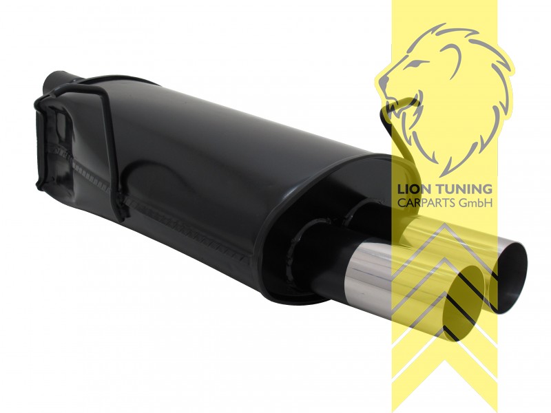 2 x 76mm RL-Design, Endrohr doppel, 76mm, Rund, Metall / Stahl, 316i / 318i / 318ci, Eintragungsfrei / mit ABE