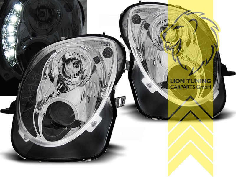 Halogen, chrom, Abblendlicht H7 / Fernlicht H1, Blinkerbirnen BAU15S, elektrisch verstellbar - Stellmotor integriert, Eintragungsfrei / mit E-Prüfzeichen, Eintragungsfrei / mit R87 Zulassung als Tagfahrlicht