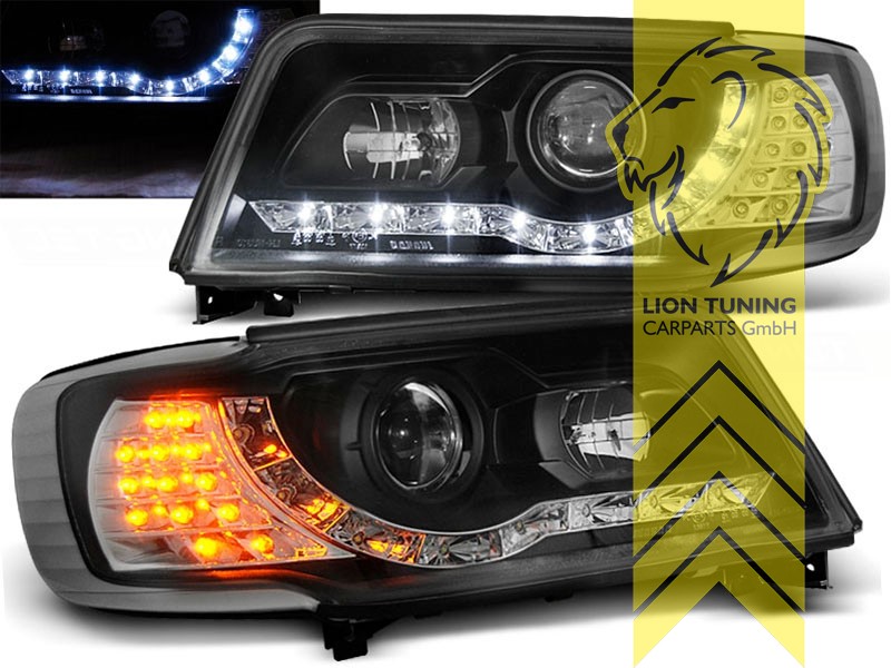 mit LED Blinker, Halogen, schwarz, Abblendlicht H1 / Fernlicht H1, elektrisch verstellbar - Stellmotor wird vom Original übernommen, Eintragungsfrei / mit E-Prüfzeichen