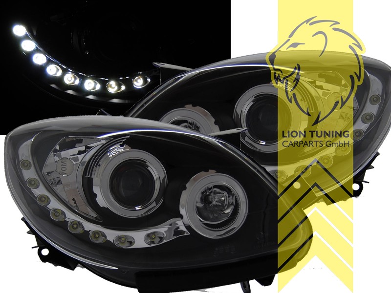 Halogen, schwarz, Abblendlicht H1 / Fernlicht H1, Blinkerbirnen BAU15S, elektrisch verstellbar - Stellmotor wird vom Original übernommen, Eintragungsfrei / mit E-Prüfzeichen