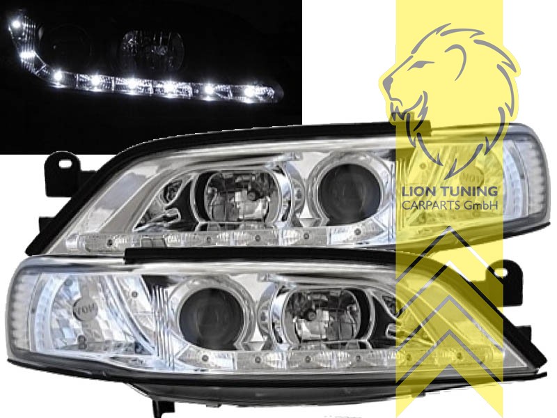 Halogen, chrom, Abblendlicht H1 / Fernlicht H1, Blinkerbirnen BAU15S, elektrisch verstellbar - Stellmotor wird vom Original übernommen, Eintragungsfrei / mit E-Prüfzeichen