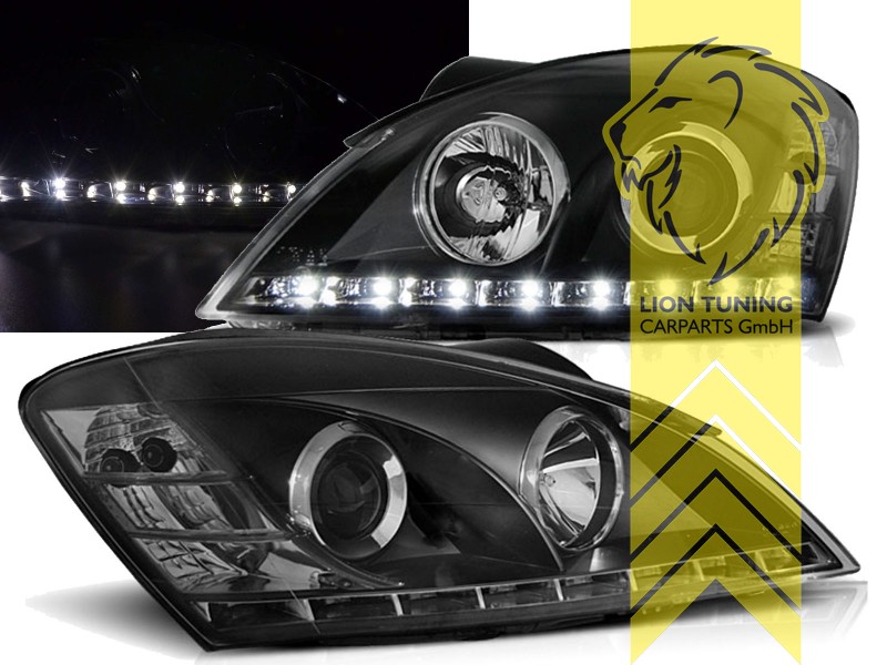 Halogen, schwarz, Abblendlicht H1 / Fernlicht H1, Blinkerbirnen BAU15S, elektrisch verstellbar - Stellmotor wird vom Original übernommen, Eintragungsfrei / mit E-Prüfzeichen