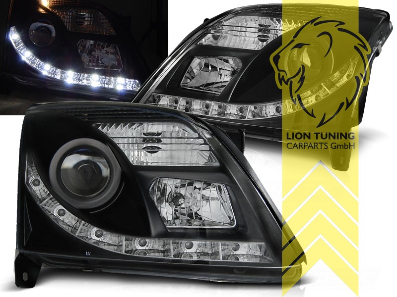 Halogen, schwarz, Abblendlicht H1 / Fernlicht H1, Blinkerbirnen BAU15S, elektrisch verstellbar - Stellmotor wird vom Original übernommen, Eintragungsfrei / mit E-Prüfzeichen