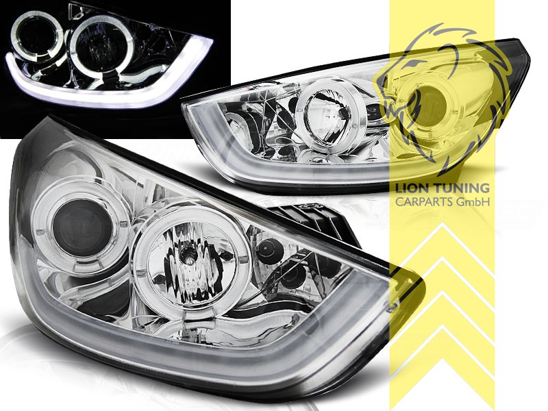 Liontuning - Tuningartikel für Ihr Auto  Lion Tuning Carparts GmbH TFL  Optik Scheinwerfer Hyundai iX35 LED Tagfahrlicht chrom
